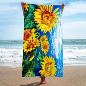 Sunflower Flower Field Garden Beach Towel Bathroom Bath Towel Bathrobe Shower   - Picture 1 of 12