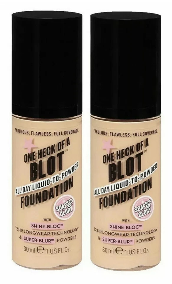Soap & Glory One Heck of a Blot Foundation (2 x 30 ml) ganztägiger Schatten fair genug