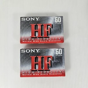 2 Sony HF 60 High Fidelity Normal Bias Audio Cassette Tapes, NEW Sealed  - Picture 1 of 2