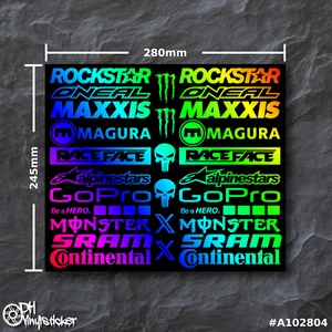 Sponsoren Stickersatz Hologramm | Aufkleber Set Fahrrad eBike BMX eMTB Helm - Bild 1 von 1