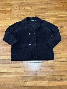 Mod-o-doc Womens Corduroy Jacket Sz 2 Shacket Black Fleece Lined Button Up - Picture 1 of 7