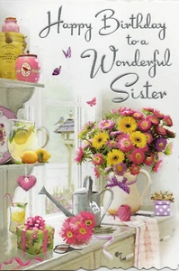 SISTER BIRTHDAY CARD ~ QUALITY CARD ~ MODERN DESIGN & LOVELY VERSE - Picture 1 of 2