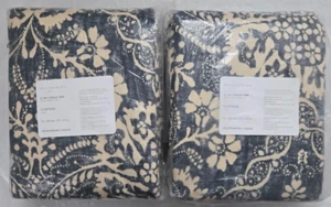 Pottery Barn 2-in-1 Pole Top Bernyce 2-Vorhänge 50" x 108" Indigo/Flachs - Bild 1 von 3