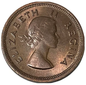 1953 Red Brown South Africa Farthing Coin Elizabeth 1st Year Type RB Lot B2-127 - Picture 1 of 6