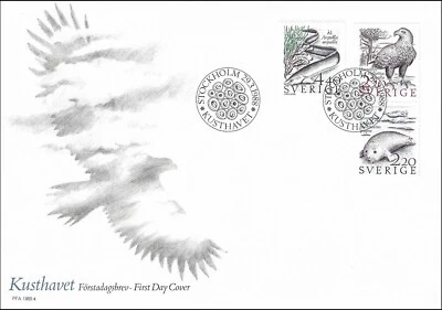 Coat Waters The European Eel Seal Wild Sea Animals Sweden FDC Sheet 1988 - Image 1 of 2