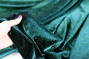 14 Colors Glitter Velvet Fabric 4 way stretch By the Yard - Picture 1 of 24