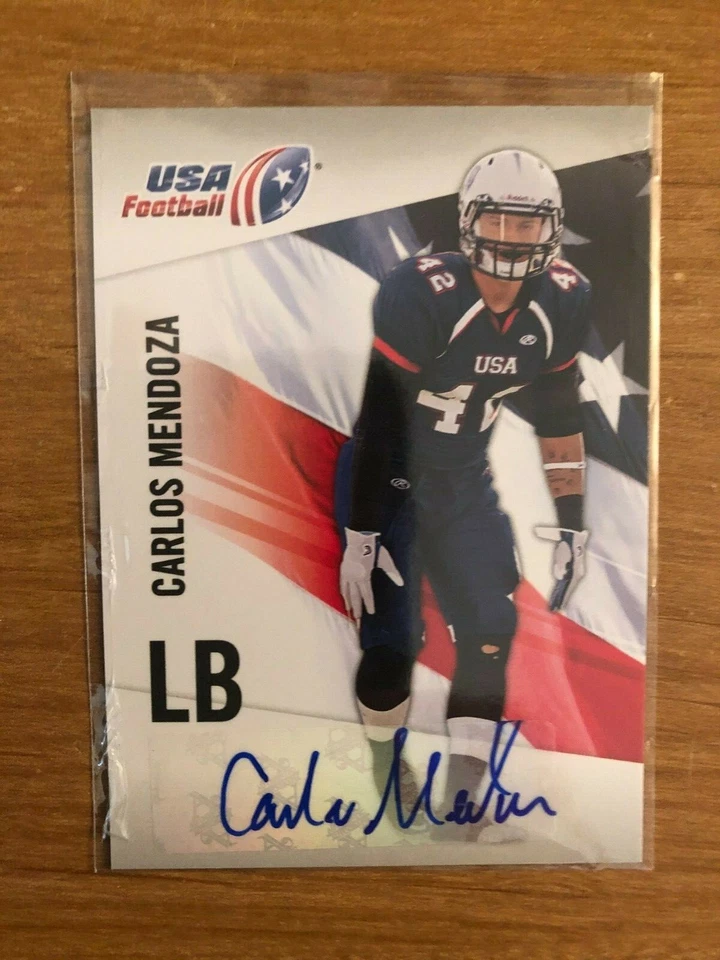 2012 Upper Deck USA Football Carlos Mendoza autograph football card - Image 1 of 1