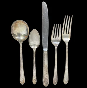 5-teiliges internationales Silber WM Rogers EXQUISIT versilbertes komplettes Essgeschirr 1940 - Bild 1 von 2