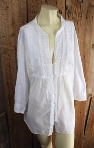 Apostrophe White Pintuck Panel Tunic Blouse Size 20W-22W - Picture 1 of 3