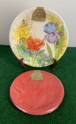 Seis platos florales vintage Hallmark (9 pulgadas) con ocho (7 pulgadas) platos rojos - EE. UU.  Foto 1 de 4