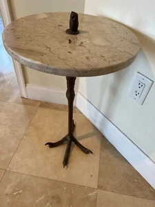A Unique French Bronze Circular Ostrich Leg-Form Side Table - Picture 1 of 5