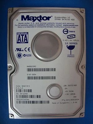 Maxtor 6B200M0 200GB SATA Hard Drive Code: BANC1B10  K,G,C,A 5187-5654 - Image 1 of 3