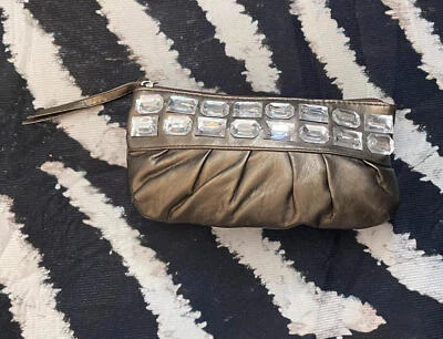 Stylish Metallic Clutch with Rhinestone Accents - Image 1 of 4