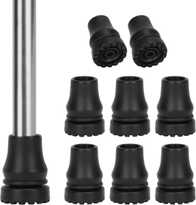 Non-Slip Rubber Cane Tips (8-Pack) for Standard Walking Sticks and Crutches - Picture 1 of 12
