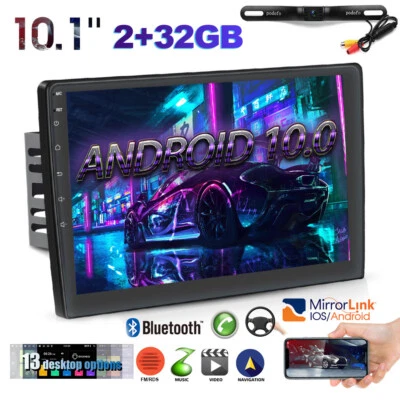 Radio Coche 2G+32GB Android 10 GPS WiFi Doble 2 Din 10.1 + Placa de Licencia Cámara Foto 1 de 4