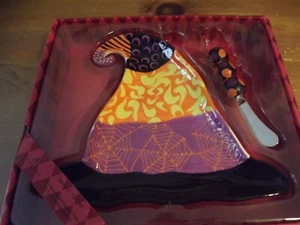 cappello strega nuovo CYPRESS HOME HaLLoWeeN PLATE & SPREADER org viola nero RET18 nuovo con etichette - Foto 1 di 5