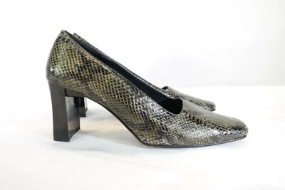 Zapatos de salón Carlos Falchi de piel de serpiente genuina de 3" con tacón cuadrado talla 9M TF Foto 1 de 4