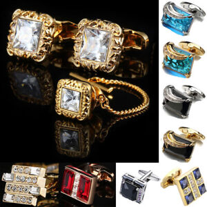 Luxury Men Cufflinks Vintage Jewelry Beading Rhinestone Bling Bling Cuff Links