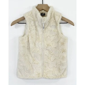 The North Face Vest Girls Toddler 6 Ivory Faux Fur Full Zip Soft Outdoor Warm - Picture 1 of 18