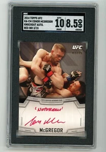 2014 Topps UFC Knockout CONOR MCGREGOR RED INK 3/15 1st On Card Auto SGC 8.5/10 - Picture 1 of 2