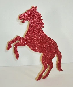 "Madera Caballo Pared Arte Placa Rojo Brillo Brillo Potro Mustang Equipo Mascota 12" - Imagen 1 de 7