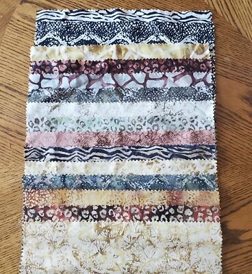 Rollo de tela artesanal para acolchado con estampado animal Batik 13,5" x 14" de 15 impresiones Foto 1 de 4