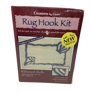NIP Creations by Caron Rug Hook Kit Ribboned Shells - 18" X 27" Sealed - Picture 1 of 3