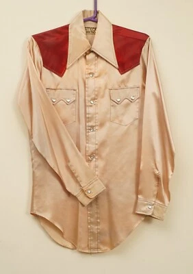 VINTAGE FANCY WESTERN SHIRT, SATIN w/ PEARL SNAPS Men's Small - Image 1 of 4