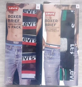 Nuevo y en caja Levi's Hombres Boxer Pantalones Cortos Algodón Paquete de 5 Talla Pequeña Negro Verde - Imagen 1 de 8