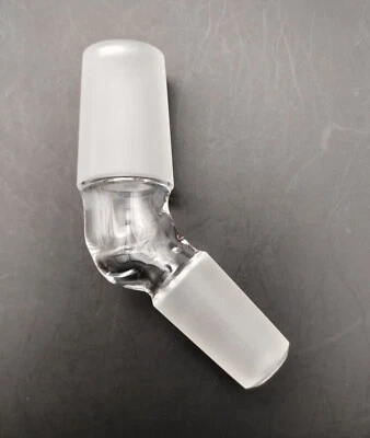 18mm-14mm 45 Degree Angle Glass Ground Joint Attachment Adapter GonG Elbow - Image 1 of 2