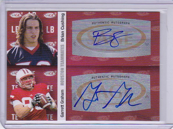 2010 SAGE Squared Dual Autographs #A18 Brian Cushing Garrett Graham Auto - Image 1 of 1