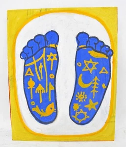 Vintage Water Color on Paper Small Hand Painting Auspicious Feet Original Old - Picture 1 of 3