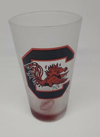 South Carolina Gamecocks 16oz. Pint Glass Forsted Glass Logo Football Embossed Cover