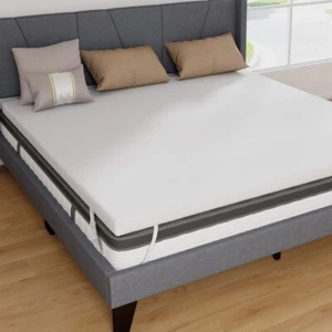 3" King Size Gel-Infused Memory Foam Mattress Topper w/ Removable Washable Cover - Picture 1 of 9