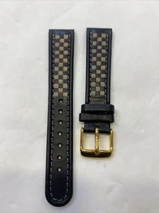 18 mm schwarz & weiß echtes Kalbsleder Uhrenarmband Neu! WW64 - Bild 1 von 4