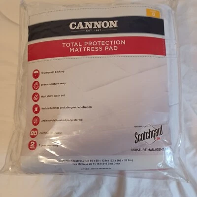 Almohadilla de colchón Cannon Queen 60 x 80 hasta 18 pulgadas de profundidad 100 % poliéster usada en excelente estado sin manchas Foto 1 de 3