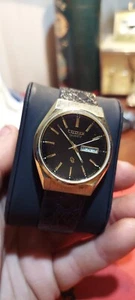 Citizen Cq Black Dial Mens Dress Watch Vintage 1980s - Picture 1 of 16