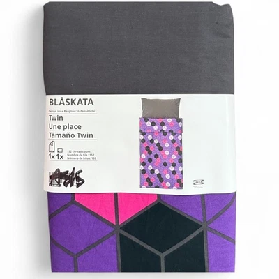 IKEA BLASKATA Purple & Black Pattern Twin Duvet Cover & Pillowcase - Image 1 of 2