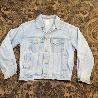 Vtg Old Navy Denim Trucker Jacket Mens Small Light Wash Blue Jean Distressed - Image 1 of 4