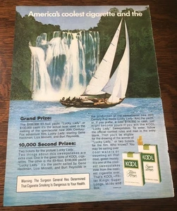 Kool Cigarettes 1976 - Velero pasando cascada - Anuncio de revista vintage - Imagen 1 de 1