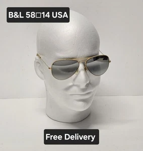 Lente espejo degradada vintage Aviator Ray Ban marcos dorados años 60 B&L 58•14 EE. UU. RARA - Imagen 1 de 15