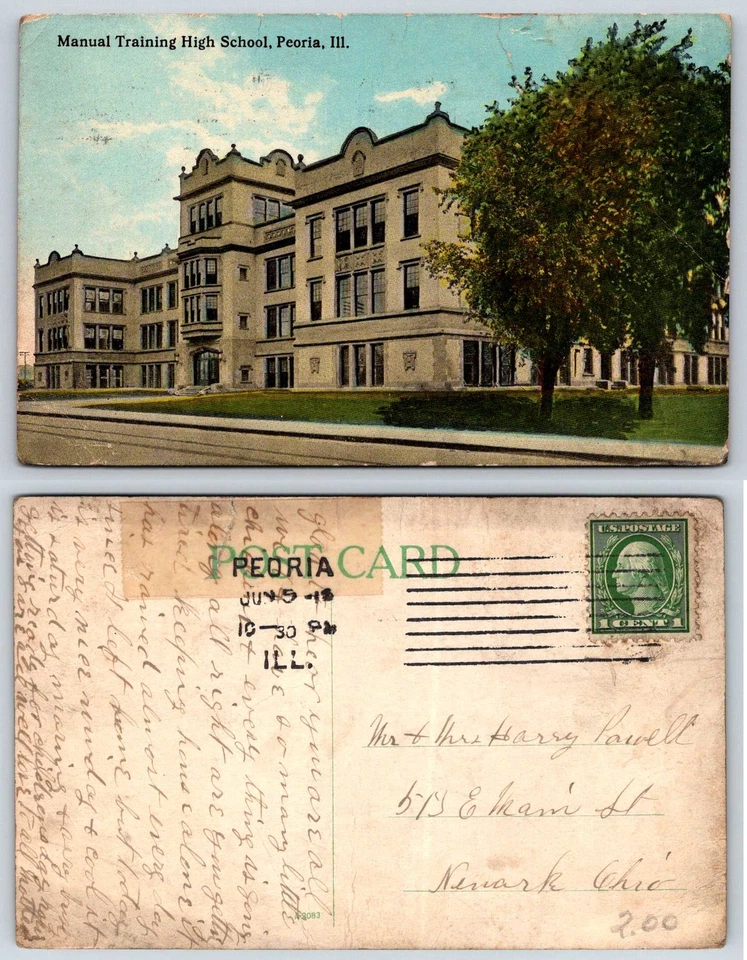 Peoria Illinois Manual Training High School Postcard AC58 - Image 1 of 1