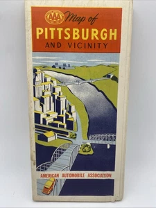 AAA Pittsburgh Vintage Road Map American Automobile Assoc. Highway Travel F32 - Picture 1 of 19