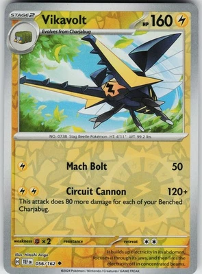 Pokemon Vikavolt 056/162 SV05: Temporal Forces NM Reverse Holo card - Image 1 of 2