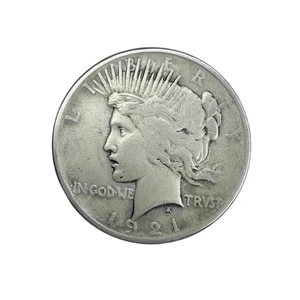 1921 PEACE DOLLAR KEY DATE F+ 1$ SILVER COIN – HIGH RELIEF - Picture 1 of 4