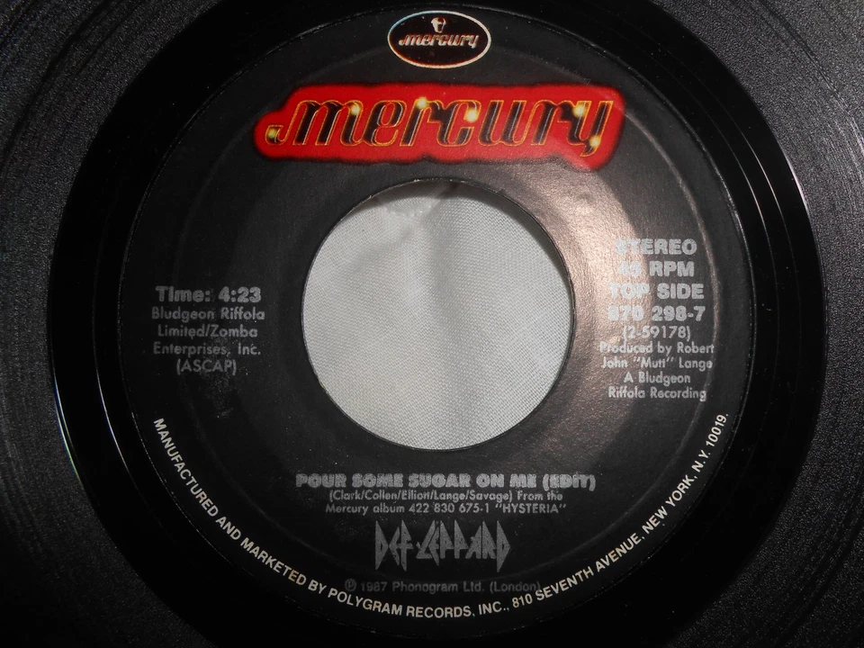 DEF LEPPARD~"POUR SOME SUGAR ON"~Orig. 1988~ROCK~HARD ROCK~7'' 45rpm~MERCURY~M- - Image 1 of 3