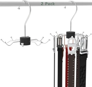 Belt Hanger Stailess Steel Rotatable Rack Closet Space-Saving Black  - Picture 1 of 8