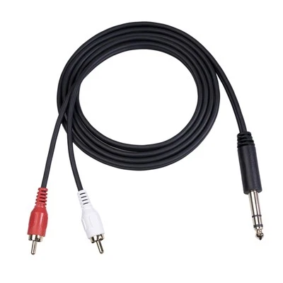 1 Piece 6.35 mm to 2RCA Cable Gold-Plated Audiowave Series Splitter Cable - Image 1 of 4