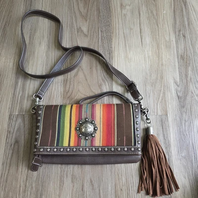 Bolso Mensajero Blazin Roxx Rayas Borla Suroeste Solapa Bandolera Foto 1 de 4