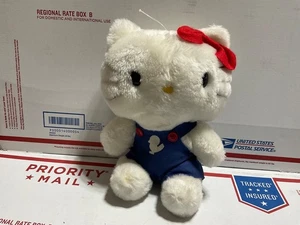 Vintage Sanrio 1983 Hello Kitty 16" Plush. Blue overalls white duck red boy - Picture 1 of 5